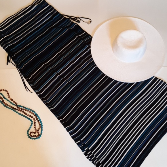 White House Black Market Black and Blue Striped Maxi Dress - Picture 1 of 6